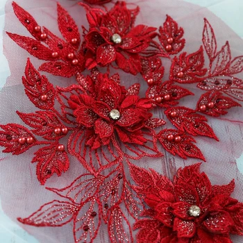 3D noge vezenine, čipke cvet čipke otroška oblačila uspešnosti oblačila ročno diy dekorativni cvet stick
