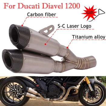 60 mm Dvojno vtičnico Glušnika Zdrsne Na za Ducati Diavel 1200 Izpušne Cevi Motocikel Prvotni Sistem Titanium Pobeg Ne DB Killer