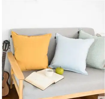 Nordijska bombaž in lan preprosto trdno rumena prevleke, rumene in modre kavč v dnevni sobi prevleke