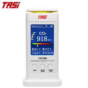 Tasi TA7115B 3 v 1 Kakovost Zraka Detektor CO2, Temperatura Higrometer Zaslona Svetlobni Alarm Analizo Podatkov Svetlobni Alarm Doma Tester